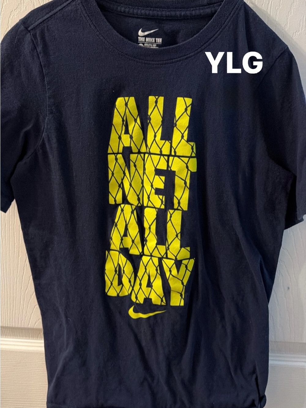 Nike Boys Navy T‑Shirt with Yellow Graphic
